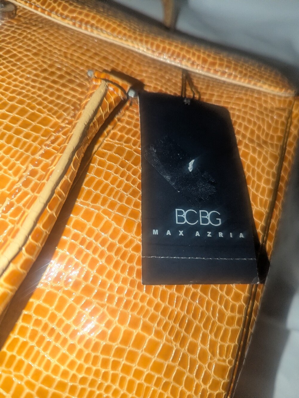 BCBGMaxAzria Amber Patent Lizard Embossed Italian Leather Satchel.NWT - Picture 8 of 14